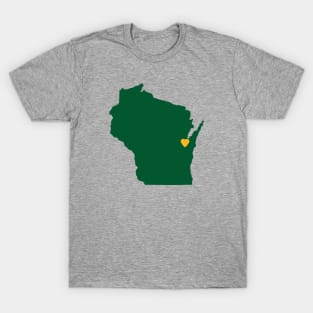 Wisconsin Love in Green and Gold T-Shirt